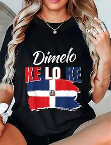 100% Cotton Dominican Republic Flag National Emblem Republica Dominicana T-Shirt playeras de mujer - Negro 4 - Ver 7