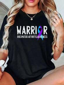 Camiseta de Algodón Estilo Vintage con Estampado de Lema de Lisboa, Camiseta con Cinta para el Mes de Concientización sobre la Artritis Reumatoide, Camiseta Gráfica Casual de Manga Corta para Hombre y Mujer, Camisetas Gráficas Occidentales, Ropa para Hombre, Camisas para Hombre, Camisetas Gráficas, Ropa de Verano, Tops de Verano, Camisetas Gráficas para Uso Diario en Verano - Negro - Ver 5