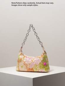 (隨機圖案) 女款單肩包、亮片包、花卉圖案、刺繡包、金屬鏈條、女款手提包、晚宴派對、派對穿搭、舞會包、舞會配件、婚禮用品、優雅女款錢包、女性禮物 - 彩色 - 查看 2