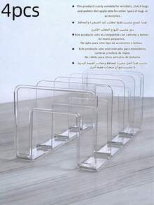 1pc/2pcs/4pcs Optional Quantity Transparent Bag Storage Organizer, Suitable For Bedroom, Bathroom, Office Closet Divider, Practical Bookshelf Divider, L-Shaped Storage Rack, Space-Saving Storage Rack, Car Organizer, Storage Box, Drawer Organizer, Transparent 4-Grid Organizer Only Suitable For Small Handbags Note: This Product Is Only Suitable For Storing Small Handheld Bags And Coin Purses (Storage Rack Interval Width 2.64inch) - Clear - View 12