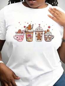 Camiseta de Café Navideña Minimalista Moderna, Camiseta Navideña "Es la Temporada", Camiseta de Vacaciones para Mujer, Regalo para Amantes del Café, Camiseta Casual de Uso Diario con Cuello Redondo para Bebidas Latte - Blanco - Ver 7