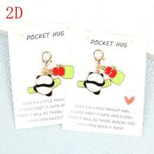 1pc/2pcs Cute Panda & Apple Keychain, Classic Chinese Style Car/Bag Pendant, Versatile Minimalist Casual Chic, Gentle & Elegant, Suitable For Daily Wear, Party, Festivals; Fits All, Suitable For Commuting, Party Wear, Fashion Accessory - Black and White - View 1