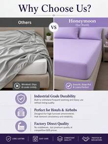 HONEYMOON 1件裝柔軟舒適純色床墊包單，床罩保護墊，輕量透氣，14英吋/35cm深口袋，低致敏，可機洗，適用所有床尺寸，適合宿舍與客房（不含枕套），返校宿舍必需品，床上用品，OEKO-TEX認證，紫色 - 紫色 - 查看 7