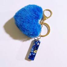 1 pieza Llavero con corazón de letra de resina beige y borla para mujer, accesorio creativo de estilo lindo como regalo para amigos - Azul real 2 - Ver 12