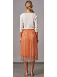 Shiny Tulle Skirt - Orange - View 4