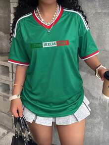 2026 Playera de Fútbol Mujer México Bandera - Ropa para Aficionados al Fútbol Mexicano - Verde-1 - Ver 12