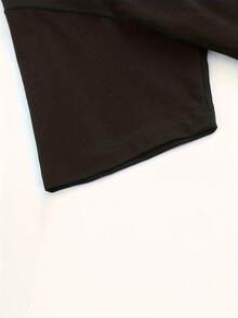 1 pieza de camiseta deportiva casual de cuello redondo para mujer, con diseño estampado de temática de repostería, texto colorido, adecuada para uso diario y ocasiones de fiesta, 180g 100% algodón. - Negro - Ver 5