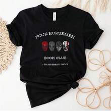 Camiseta Retro de los Cuatro Jinete, Camiseta Booktok, Camiseta Noche del Diablo, Camisetas para Club de Lectura, Camiseta Gótica, Ropa Urbana Casual de Manga Corta - Negro - Ver 1