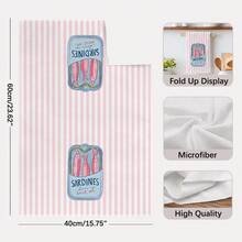 2pcs Kitchen Towels With Striped Sardine Can Pattern, Super Soft Microfiber Kitchen Towels, Dish Cloths, Perfect Housewarming And Family Gathering Gift, Kitchen Dish Cloths And Towels, Holiday Home Decor - Baby Pink - View 4