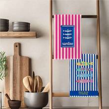 2 buah Handuk Dapur Mikrofiber Super Penyerap Motif Kaleng Sarden Gaya Laut Retro, Hadiah Sempurna untuk Pemilik Rumah Baru dan Pertemuan Keluarga, Lap Piring Dapur, Dekorasi Rumah Liburan - Biru - View 9