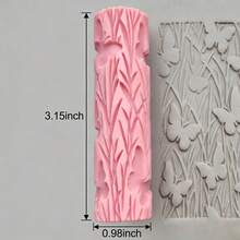 Butterfly Meadow Floral & Wing Pattern Clay Relief Texture Roller – DIY Pottery Craft Rolling Pin Tool For Polymer Clay, Ceramic Art, Fondant, Cookie Dough, Soft Clay Embossing Wildflowers & Grass Detail Ideal For Spring & Garden-Themed Tiles - Butterfly Meadow Pink - View 5
