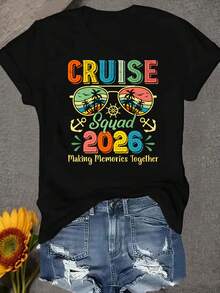 Una camiseta de manga corta para mujer, moderna, a la moda, retro, casual y holgada, adecuada para actividades al aire libre en primavera y verano.Esta camiseta de mujer del equipo de cruceros 2026 presenta estampados de palmeras, playa y anclas.Es perfecta para usar durante vacaciones y viajes, ofreciendo comodidad y practicidad, y ayudando a crear recuerdos hermosos.blusas para mujer,blusas casuales para dama,tops,, mujer premium,y2k,playeras de mujer curvy,ofertas y liquidaciones ropa mujer,playeras deportivas para mujer,,playeras de hombre, mujer,blusas>elegante LNIQ - Negro - Ver 1