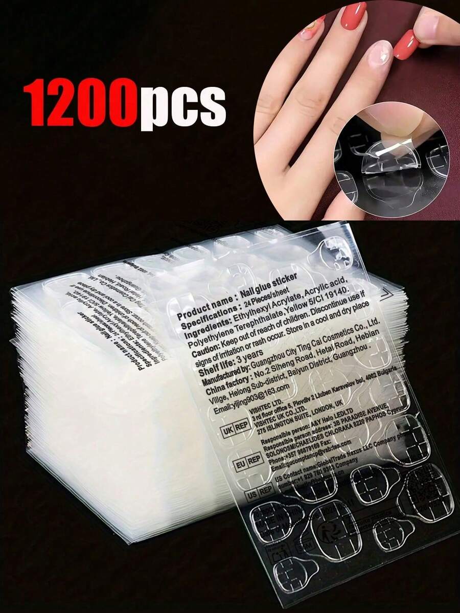 1200 piezas/50 hojas Pegatinas de uñas de gel de gelatina, pegatinas de uñas ultra delgadas, adhesivo transparente de doble cara, reutilizables, para decoración de arte de uñas, adecuadas para uñas postizas, hojas de pegatinas para uñas, pegatinas de uñas DIY - Verde militar - Ver 1