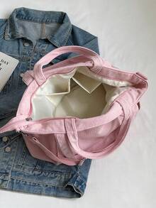 New Fashion Classic College Style Casual Large Capacity Multi-Pocket Shoulder Bag, Especially Warm. Particularly Suitable For Campus, Office, Daily Matching, Dating, Shopping, Outing, Gifting And Other Occasions. - Pink - View 9