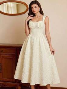 Vestido elegante vintage de mujer con bolsillos, vestido corset, dobladillo floral fruncido, vestido casual de vacaciones y fiestas, vestido de invierno, ropa de invierno para mujer, vestido de invierno, conjunto de verano para mujer, conjunto de Navidad para mujer, vestido de Navidad, vestido de fiesta de Navidad, vestido de Año Nuevo, vestidos de Año Nuevo para mujer, conjunto de Año Nuevo para mujer, ropa de Año Nuevo, vestidos elegantes para fiestas, vestidos elegantes de fiesta, vestidos elegantes para mujer - Beis - Ver 7