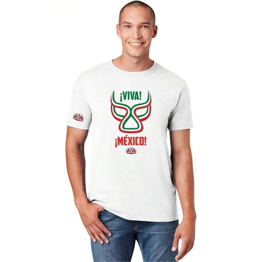 AAA Lucha Libre Playera Original Hombre Mexicana Máscara1 - Blanco - Ver 1