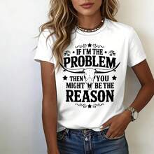 Laboratorio Bold Tee |   Camiseta con la frase audaz y atrevida "SI SOY EL PROBLEMA, ENTONCES PUEDES SER LA RAZÓN" y un gráfico genial de una calavera de bison. - Blanco - Ver 4
