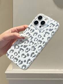 Silver Leopard Print Phone Case Suitable For IPhone 17 Pro Max, Apple 16 Pro, Dual-Layer IMD High-End Protective Cover - Silver - View 6