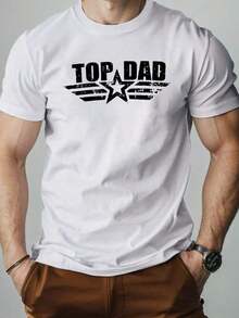 100% Pure Cotton, Ex Dad Print T-Shirt, Men's Short Sleeve Crew Neck Summer T-Shirt, Breathable Casual Sports T-Shirt, Holiday Gift - 白色 - 查看 5