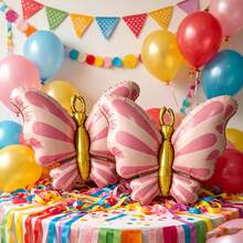2pcs New Butterfly Foil Balloons BEE Decoration Spring Theme Insect Shaped Balloons Birthday Decoration - Pink - View 2