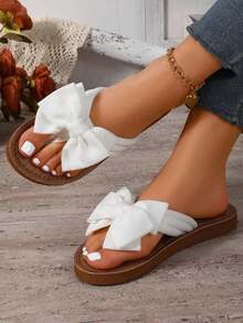 Kate Miuch Women's Spring/Summer French Style Sweet & Cute Bow Tie Sandals, Suitable For Pairing With Dresses, Ideal For Valentine's Day, Beach, Vacation, Shopping, Wedding Attendance. White Bowknot Sandals, Summer Footwear, Bohemian Style, Fresh & Natural, Beautiful & Charming, Comfortable, Lightweight & Breathable.  Sandalias De Mujer Elegante Tenis Tenis Para Mujer Sandalias Elegantes De Mujer Zapatos De Mujer Tacones De Mujer Elegantes Zapatos Elegantes De Mujer Zapatillas Para Mujer Zapatos De Mujer Tacones Zapatillas Elegantes De Mujer Flip Flops Platform Heels For Women Wedge Heels For Women Jelly Sandals Women Botas Vaqueras Para Mujeres Platform Heels Jelly Sandals Jelly Sandals Birkenstocks Mother Gifts - trắng - Xem 2