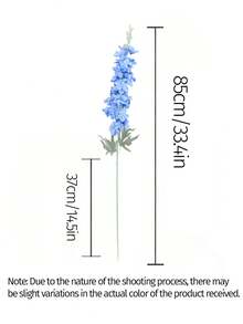 1 Pc Blue Delphinium Artificial Flower Long Stem 32in Fake Larkspur Faux Look Real Silk Plant Bulk Bouquet For Outdoor Tall Vase Home Garden Wedding Arrangement Decoration, Valentine Day, Gift Gifts Birthday Graduation - Blue - View 2