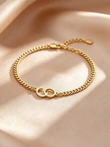 [ZzAi Customized]Personalized Double Letter Jewelry Necklace, Jewelry Bracelet, Gift For Beloved Mother - Bracelet - View 2