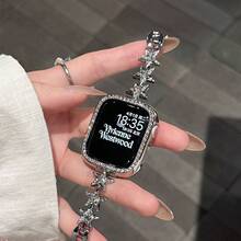 2026 New Arrival Popular Best-Selling  Band Star-Shaped Rhinestone Crystal Metal Chain Strap Compatible Korean Style Girly Feminine Silver Gold Cute Stylish High-End Glamorous Bracelet Type - Starry Sparkling Watch Strap - Silver - View 3