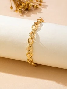 1 pieza Brazalete versátil y elegante con símbolo del infinito, adecuado para el uso diario de las mujeres - Amarillo Oro - Ver 3
