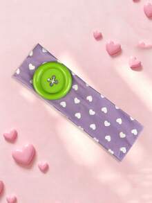 1pc Summer Dopamine Colorful Oversized Button Striped Print Headband, Fashion Headscarf Hair Accessory, Suitable For Various Occasions - Love - View 10
