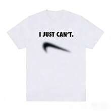 Ropa Similar A La Que Usan Los Influencers De , Camiseta "I Just Cant" Con Gancho Invertido, Parodia De Marcas Famosas, Camiseta De Manga Corta Para Hombre. - Blanco - Ver 1