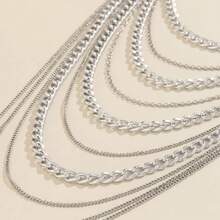 Bride Women Shiny Statement Tassel Body Chain Shawl Dainty Body Jewelry Layered Shoulder Chain Wedding Party Nightclub Body Accessories For Women Bride - 銀色 - 查看 4