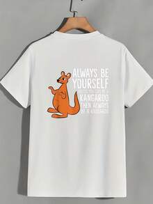 Camiseta Oversize de 180g para Mujer con Estampado Siempre Séú Mismo, a menos que puedas ser un Canguro, Manga Corta, Cuello Redondo, Estilo Casual, Regalo de Verano, para Ella, Reuniones Familiares, Actividades de Building de la Empresa 2024 - Camiseta Unisex de Algodón, Manga Corta, Cuello Redondo, Estilo Vintage Urbano. - Blanco - Ver 2