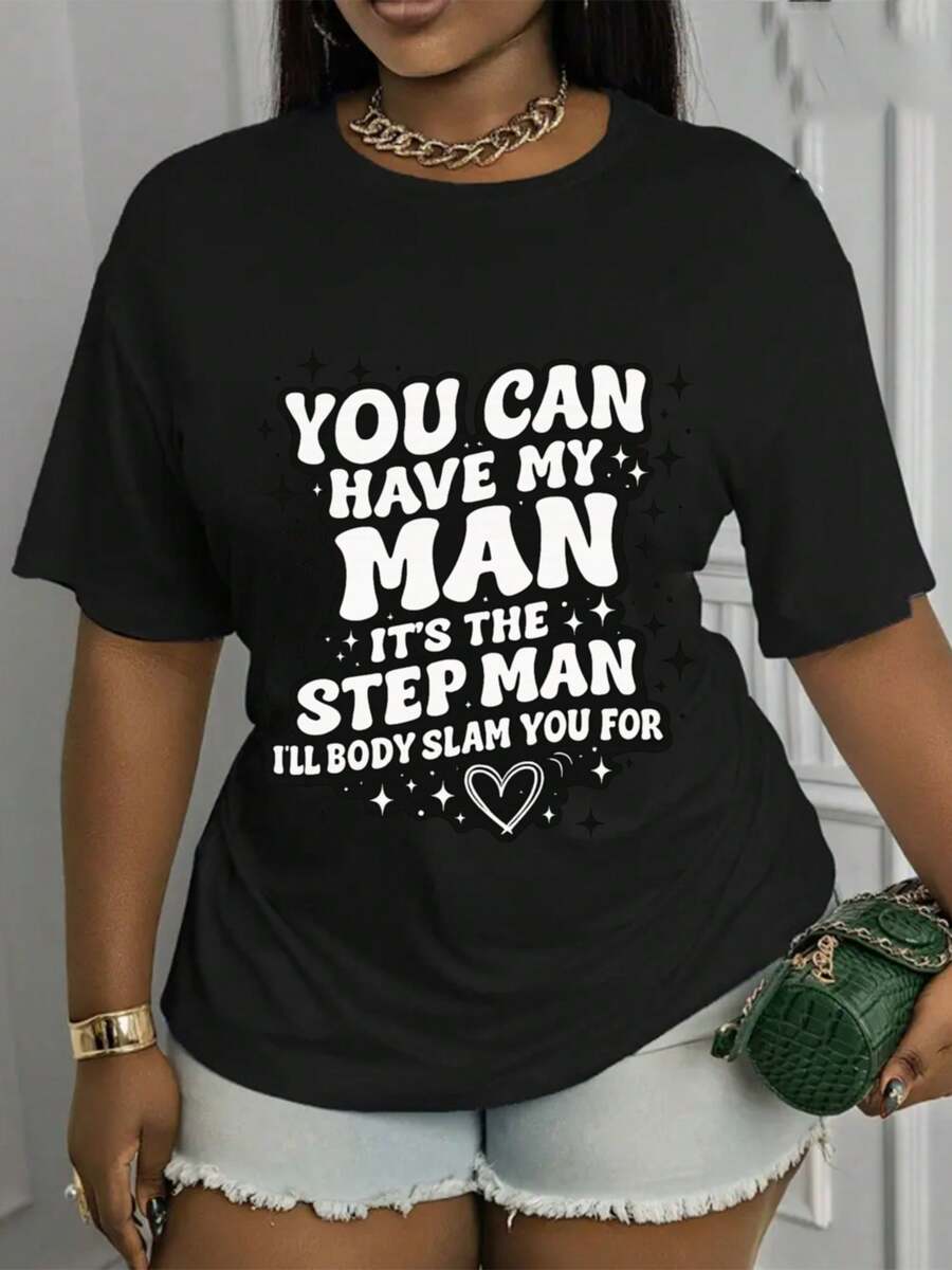 Soft, Breathable, And Lightweight For All-Day Comfort. Fun T-Shirt With A Wrestling Slogan - "Bro, You Can Keep My Stuff, This Is Your Step, I'll Give You A Knockout." Short-Sleeve Crew Neck T-Shirt, Machine Washable, A Casual Gift For Women, Suitable For Spring, Summer, And Fall. Comfortable And Humorous Clothing. Classic Crew Neck With A Relaxed Fit That Flatters All Body Shapes And Is Easy To Pair With Jeans, Shorts, And Leggings. - 黑色 - 查看 1