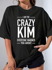 Camiseta única para mujeres con diseño impactante Crazy Kim que todos advirtieron, ideal para lucir un estilo Y2K moderno y atrevido, perfecta para expresar tu personalidad con frescura y originalidad, no te la pierdas, una prenda indispensable en tu guardarropa. - Negro - Ver 8