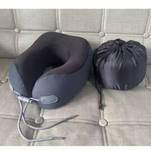 Memory Foam Travel Pillow, Orthopedic Neck Support Pillow For Airplane, Train, Car, Removable And Washable, With Storage Bag - Dark Grey - View 9