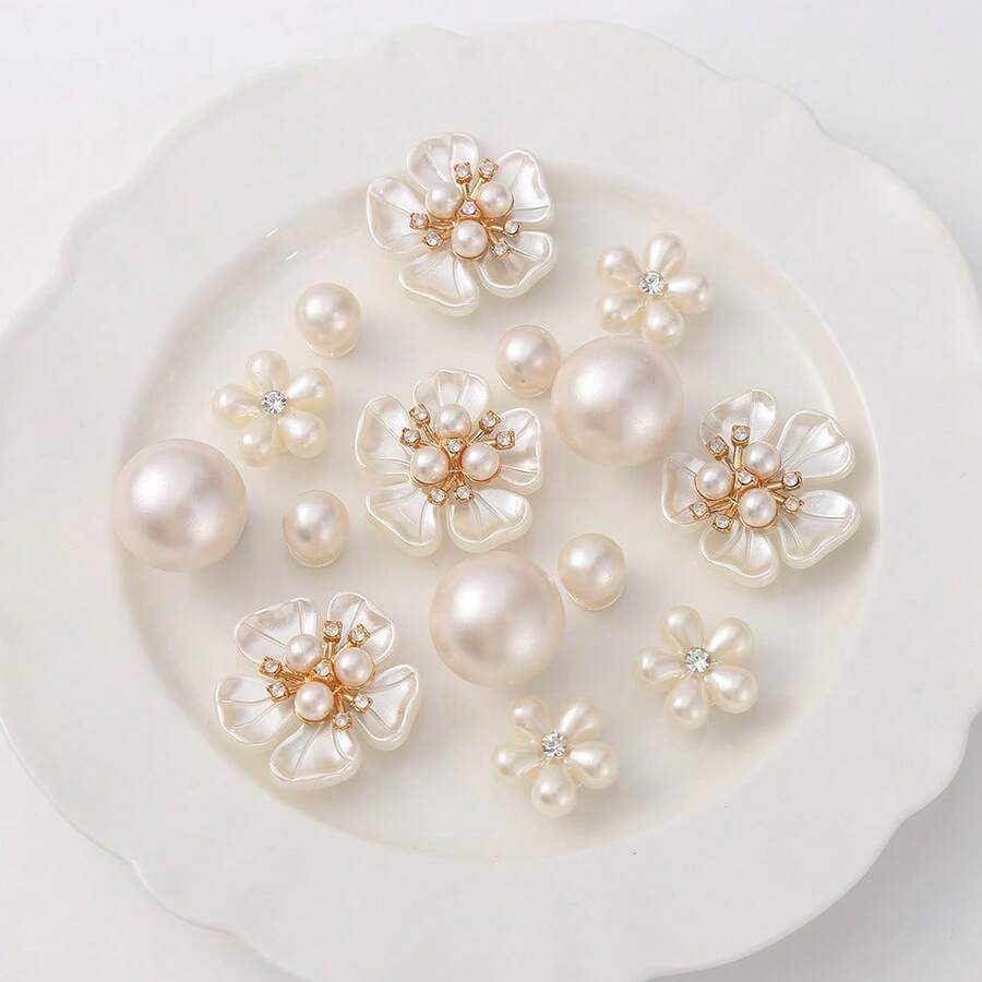 Shoe Accessories DIY Shoe Charms Pearl Rhinestone Accessories Flower Integrated Buckle Detachable Decorative Buckle - Nhiều màu - Xem 1
