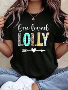 ComfortableCamiseta de Mujer con Diseño Lindo de Lolly para el Día de la MadreFashion All-match Women's Short Sleeve T-shirt, Basic Style for Inner & Outer Wear - Negro - Ver 8