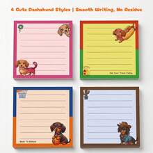 1 cái ngẫu nhiên/4 cái giấy ghi chú dán hình chó Dachshund hoạt hình dễ thương, giấy ghi chú tự dính phù hợp cho trường học, văn phòng phẩm, sổ kế hoạch hàng ngày, nhật ký, quà tặng cho người yêu chó. - Một cỡ - Xem 5
