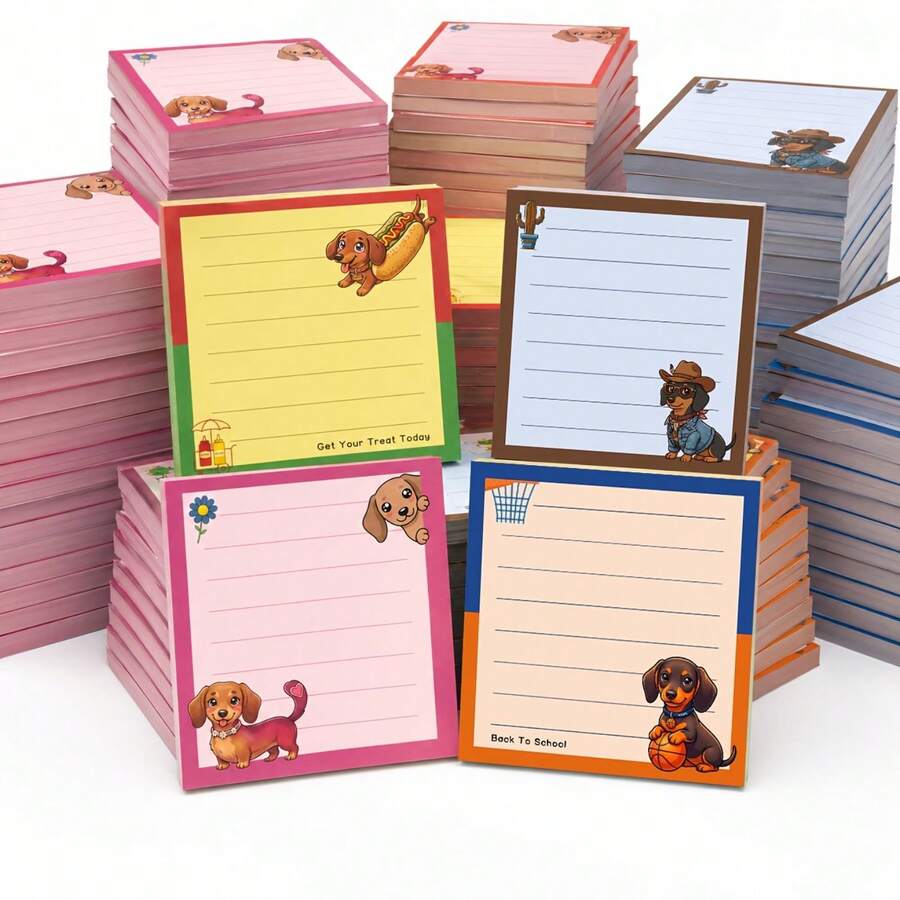 1 cái ngẫu nhiên/4 cái giấy ghi chú dán hình chó Dachshund hoạt hình dễ thương, giấy ghi chú tự dính phù hợp cho trường học, văn phòng phẩm, sổ kế hoạch hàng ngày, nhật ký, quà tặng cho người yêu chó. - Một cỡ - Xem 1