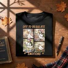 short-sleeveCamisa "A regular emociones", Camiseta de salud mental, Camiseta divertida de maestro con animal, Regalo de psicólogo, Camiseta de ganso tonto, Camiseta de amante del café para mujeres100% Cotton - Negro - Ver 1