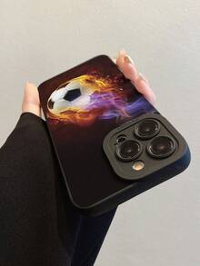 Fußball-Muster schwarze modische kreative stoßfeste Handyhülle kompatibel mit iPhone 17/17 Pro/17 Pro Max/16/11/16 Pro/16 Plus/16 Pro Max/16E/15 Pro Max/13/14/12/XS/XR/7G/8P, Galaxy S26/S26 Plus/S26 Ultra, S25/S25 Plus/S25 Ultra, A16/A36/A26/A56/A50/A12/A32/A52/A72/A51/A21S/A13/A14, S24/S24 Plus/S24 Ultra, S20/S23/S22, A53/S20 FE/S21, Schutzhülle - Verschiedenfarbig - Übersicht 5