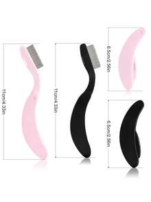ronshadow 2pcs/Set Multifunctional Folding Steel Lash Comb, Eyebrow & Eyelash Grooming Brush, Portable Design For Makeup Novice - Multicolor - View 6