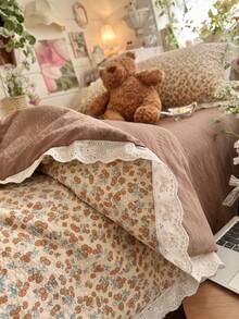 1 chiếc chăn mỏng viền ren, không bao gồm vỏ gối, chăn mùa hè, chăn điều hòa, bộ chăn ga chần bông, phong cách đồng quê dễ thương, thiết kế ren mềm mại và thoải mái, phù hợp cho ký túc xá, phòng ngủ, căn hộ, v.v., phù hợp cho mùa xuân và mùa hè - Màu nâu  Mocha - Xem 10