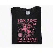 Camiseta personalizada del Pony Club rosa, camiseta con la frase 'Voy a seguir bailando', camiseta Pride Music, camiseta Western Princess Tour - Camiseta unisex de estilo callejero vintage, de algodón, manga corta, cuello redondo y corte holgado. - Negro - Ver 1
