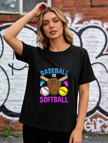 Camiseta para fanáticos del béisbol o softball - para el espíritu de equipo, actividades familiares y regalos navideños - camiseta ligera de 180G, perfecta para fanáticos y entrenadores - Camiseta unisex de algodón suelto de manga corta y cuello redondo estilo vintage urbano. - Negro - Ver 7