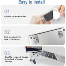 BISI 4pcs Adjustable Invisible Laptop Stand, Foldable Portable Laptop Support Bracket, Plastic Ergonomic Keyboard Riser, Non-Electric Desktop Height Adjustable Stand - A - View 11