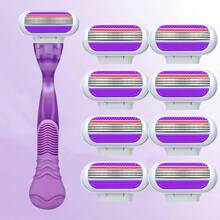 Women's Purple 3‑Blade Razor, Smooth Clean Shave For Legs, Underarms & Bikini Area, Portable Shaving Tool For Home & Travel, Perfect Gift For Girlfriend & Mom - Purple - View 12
