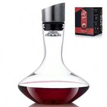 Decantador de vino jarra de vino tinto decantador con aireador integrado 100% vidrio soplado a mano sin plomo con tapa de acero inoxidable filtro regalos de vino para hombres - Transparente - Ver 8