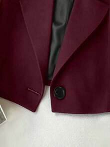 AYYFranclia Blazer corto casual para mujer, ropa de oficina, prendas para mujer, blusas para mujerAYY - Burdeos - Ver 3